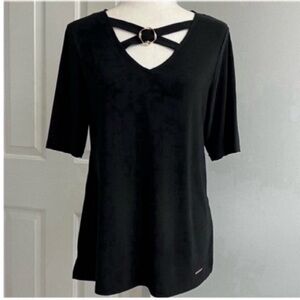 Nine West Black 3/4 Sleeve Cut Out Shirt Size S